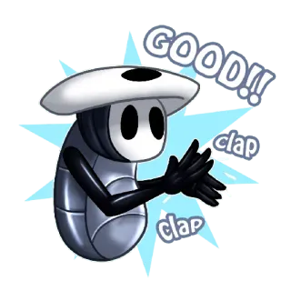 👏 Elderbug Hollow Knight GOOD!! video game, clapping, good, encouragement, Hollow Knight, fan art telegram sticker