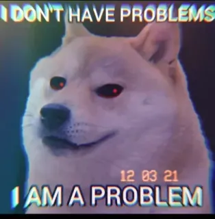 🙂 I DON'T HAVE PROBLEMS
I AM A PROBLEM doge, mem, pies, problem whatsapp sticker