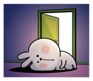 😞 кролик, мультик, сонный, животное, милый telegram sticker