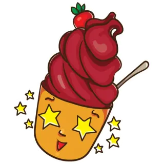 🌟 Cupcake, Postre, Dulce, Comida, Estrellas, Lindo, Kawaii, Dibujo animado whatsapp sticker