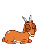 😴 goat, animal, cartoon, brown, lying down telegram sticker