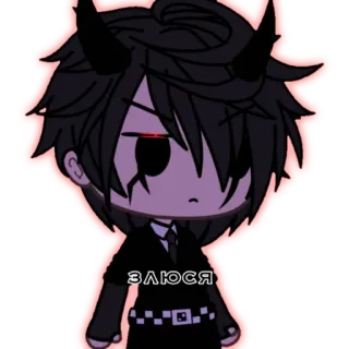👿 ЗЛЮСЯ Anime, Gacha, Démon, Cornes, Rouge, Sombre, Personnage telegram sticker