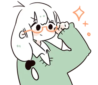 🤓 Anime, Fille, Lunettes, Mignon, Kawaii, Sticker telegram sticker