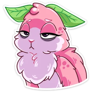 😐 dessin animé, mignon, animal, autocollant, endormi, rose telegram sticker