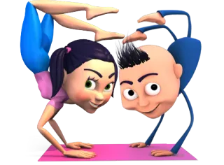 💑 Yoga, Dessin animé, Exercice, Fitness, Couple, Équilibre, Acrobatie whatsapp sticker