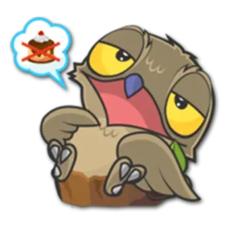 🍽 coruja, animal, pássaro, desenho animado, cupcake, dieta, comida whatsapp sticker