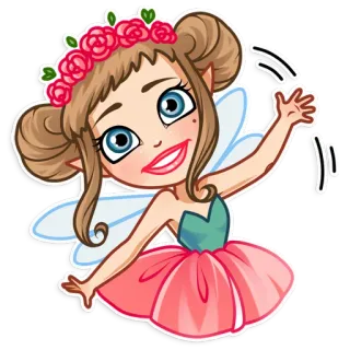 👋 hada, niña, dibujos animados, lindo, alas whatsapp sticker