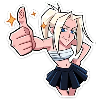 👍 漫画, アニメ, 女性, いいね, ジェスチャー telegram sticker