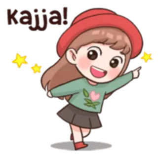 🚗 Kaijia! 漫画, 女の子, 星, 幸せ, 可愛い whatsapp sticker
