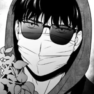💸 mann, anime, maske, sonnenbrille, schwarz weiß, porträt telegram sticker