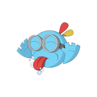 😝 cartone animato, personaggio blu, goffo, occhi, lingua telegram sticker