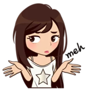 😕 Shrug dar de ombros, incerto, questionando, expressão, menina, desenho animado telegram sticker