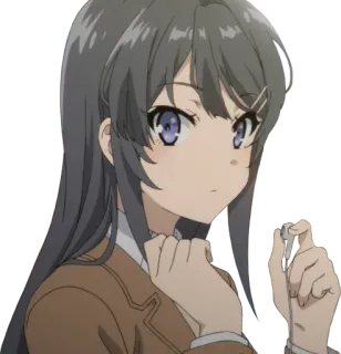 🙄 Mai Sakurajima Rascal Does Not Dream of Bunny Girl Senpai Anime, Mädchen, Schuluniform, Brünette, Schülerin telegram sticker