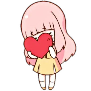 🐙 Gadis anime, Hati, Lucu, Kawaii, Cinta, Chibi, Kartun telegram sticker