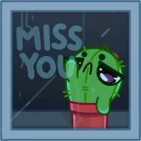 😔 cactus, planta, dibujo animado, triste, lluvia, ventana, maceta telegram sticker