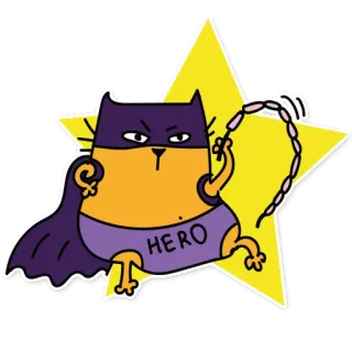 😎 HERO cat, superhero, hero, cartoon, animal, sticker telegram sticker