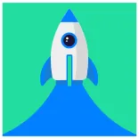 🚀 cohete, espacio, lanzamiento, azul, dibujos animados, icono telegram sticker
