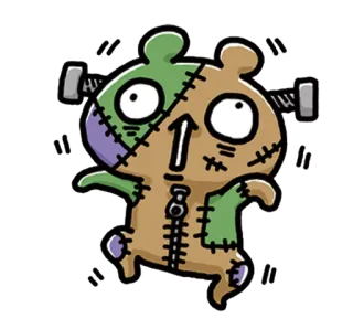 💞 nhãn dán, Frankenstein, quái vật, gấu, phim hoạt hình, halloween, khâu, dễ thương telegram sticker