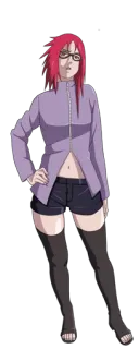 🙁 Karin Naruto アニメ, メガネ, 赤髪, 忍者 telegram sticker