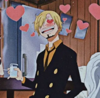 🥰 Sanji One Piece Anime, One Piece, Sanji, Miłość, Serca, Kreskówka telegram sticker