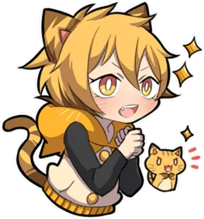 ✨ 애니메이션, 고양이, 귀여운, 카와이, 만화, 스티커, 애니메이션 캐릭터, 고양이 귀 telegram sticker