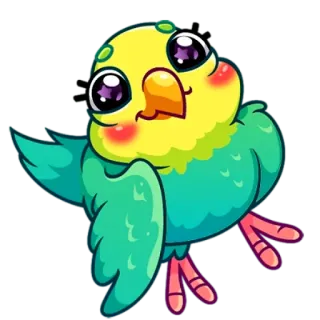 ☺️ 鳥, 可愛い, ステッカー, 漫画, オウム, 動物 whatsapp sticker