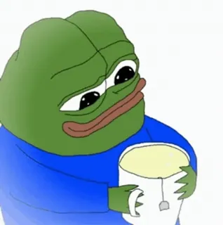 🍵 Pepe the Frog pepe, frog, meme, drinking, tea telegram sticker