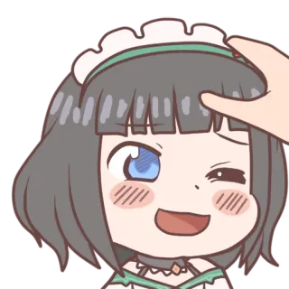 🥰 Anime, Maid, Palmadita en la cabeza, Chibi, Lindo, Chica telegram sticker