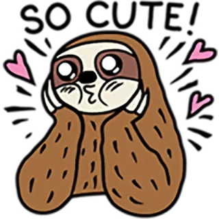 😍 Faultier, süß, Cartoon, Tier, Kawaii, Liebe, Herzen telegram sticker