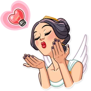 😘 mulher, anjo, beijo, coração telegram sticker