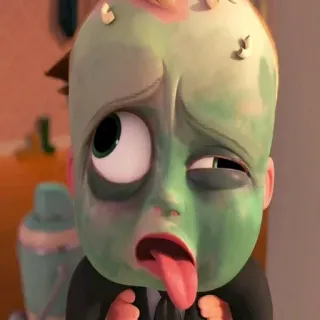 🤮 zumbi, bebê, desenho animado, morto-vivo, monstro telegram sticker