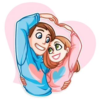 💖 casal, amor, coração, romance, relacionamento, desenho animado telegram sticker