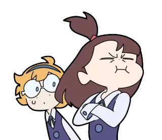 😤 Akko Kagari Little Witch Academia Anime, Dibujos animados, Divertido, Personaje, Bruja, Magia, Escuela, Diana Cavendish telegram sticker