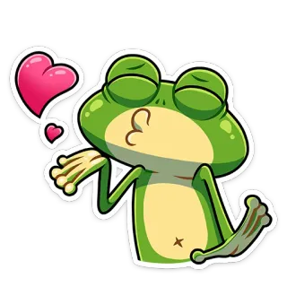 😘 rana, beso, corazón, amor, dibujo animado, animal, romance telegram sticker