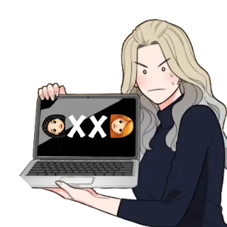👩‍🤝‍👩 XX 노트북, 이모지, 여자 telegram sticker
