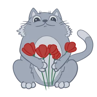 🌷 Katze, Blumen, Tulpen, Aufkleber, Tier, süß whatsapp sticker