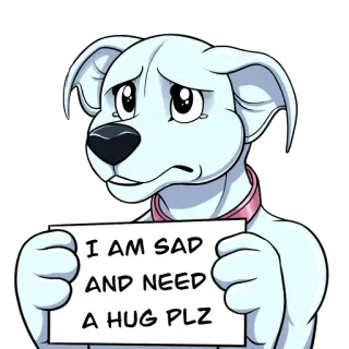 🥲 I AM SAD AND NEED A HUG PLZ triste, perro, abrazo, lindo, cachorro, dibujos animados telegram sticker