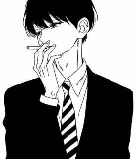 🚬 Fumo, Sigaretta, Anime, Ragazzo, Abito, Cravatta telegram sticker
