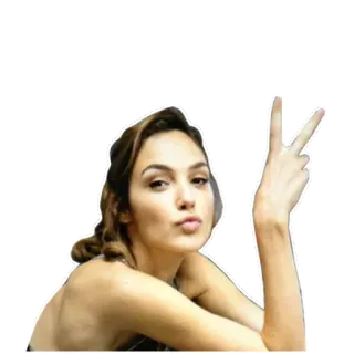 ✌ mujer, signo de la paz, beso, Gal Gadot whatsapp sticker