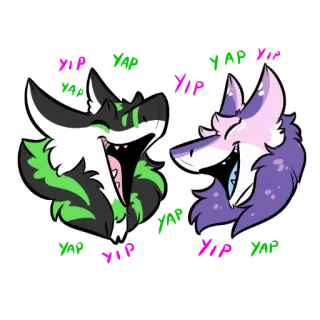 🎉 YIP furry, animal, fox, dog, cartoon whatsapp sticker