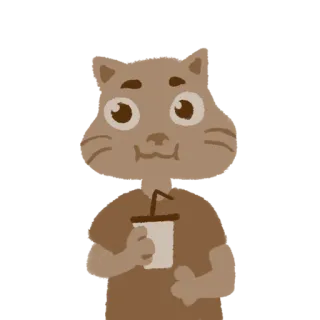 ☺️ кот, напиток, животное, кофе, напиток, каваий, мультфильм telegram sticker
