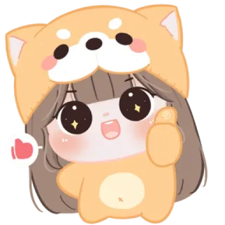 😼 Chibi, Kawaii, Fofo, Desenho animado, Cachorro, Joinha telegram sticker