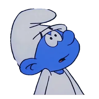 😯 Smurf Cartone animato, Puffo, Blu, Sognante, Guardando in su telegram sticker