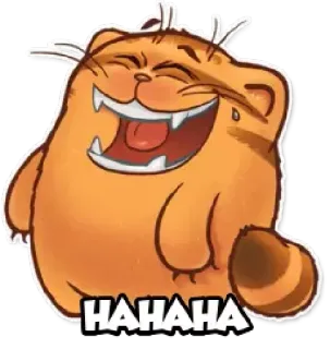 😂 HAHAHA cat, laughing, happy, orange, cartoon telegram sticker