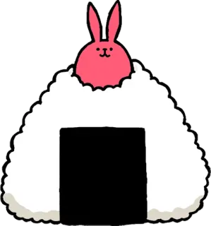 😝 Hase, Onigiri, Reisball, Essen, süß, kawaii, Cartoon whatsapp sticker
