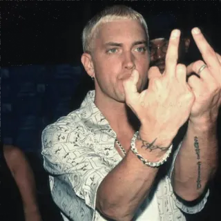 ☹️ Eminem Eminem, dedo do meio, rapper, ofensivo whatsapp sticker