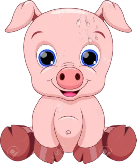 🐷 หมู, สัตว์, การ์ตูน, น่ารัก, สีชมพู, ภาพประกอบ telegram sticker