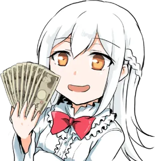 💵 Аниме, Девушка, Деньги, Наличные, Богатство, Мультфильм telegram sticker