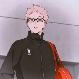 🍤 Kei Tsukishima Haikyuu!! Anime, Haikyuu, Kei Tsukishima, Karakter, Kacamata, Bola voli, Tsukki telegram sticker