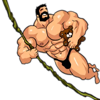 👍 mięsień, mężczyzna, pluszowy miś, kreskówka, dżungla telegram sticker